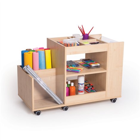 Dulap cu roti, compartimentat pentru depozitare materiale de creatie, artar, gradinita si scoala - imagine 5